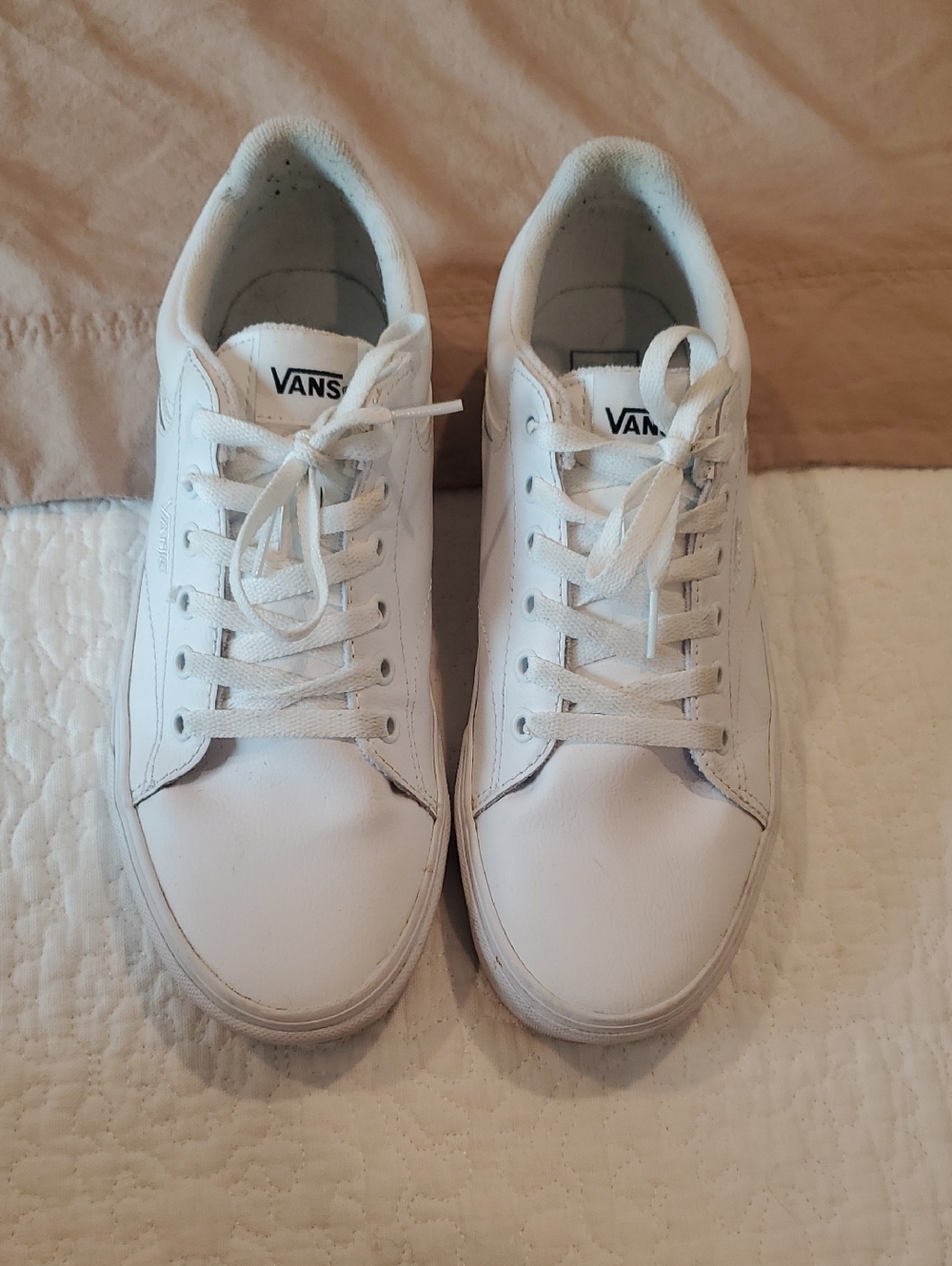 Vans White Low-Top Leather Sneakers